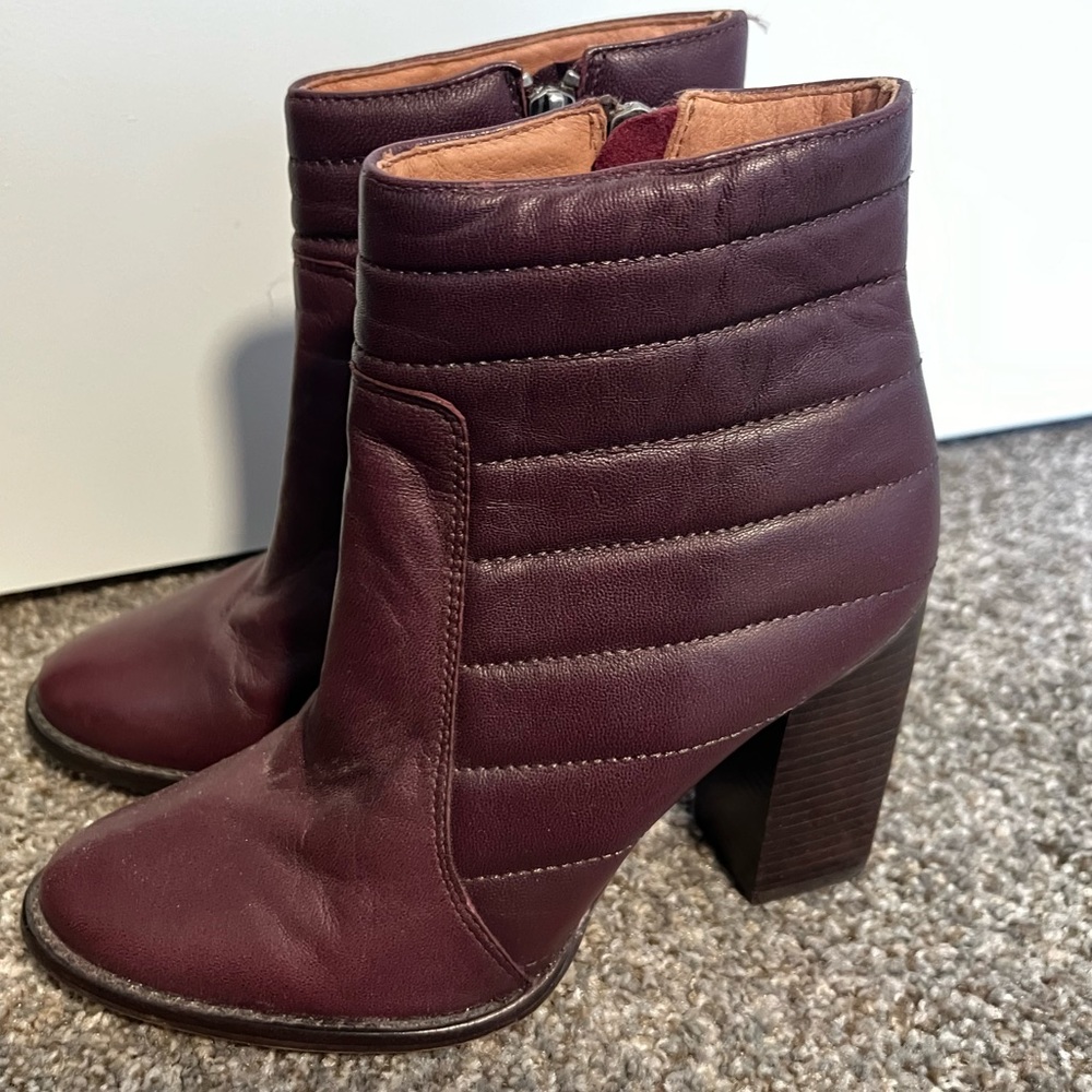 Madewell Burgandy Heeled Ankle Boots 6.5
